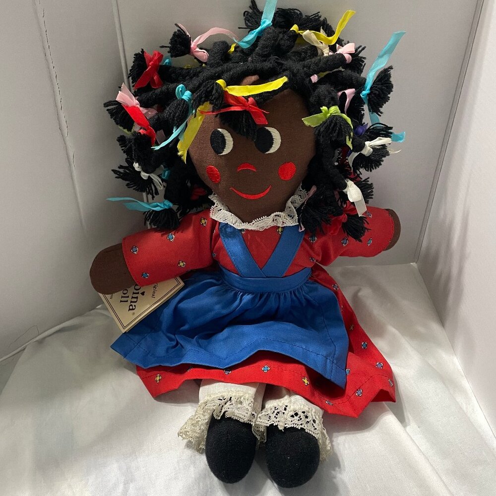 Vintage 80's GAMBINA Folk Art Country NINKIE Red Dress Rag Doll New Orleans 16in